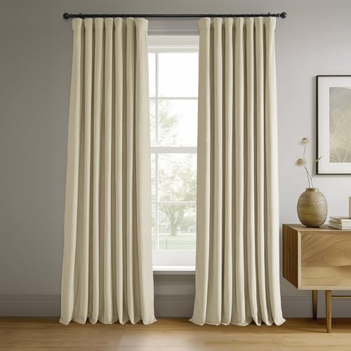 HPD Half Price Drapes VPCH-P Signature Velvet Verdunkelungsvorhänge für Schlafzimmer, Polyester-Mischung, Neutraler Boden, 50 in x 120 in von HPD Half Price Drapes