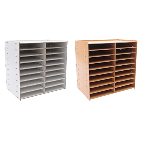 5 mm 20 Fächer Holz Papierpost Briefablage Sorter Office Desktop File Literature Organizer Klassenzimmer Vertical Magazine Storage Rack Kommerzieller Ladenbauordner für Home School (Weiß) von HPDTZ