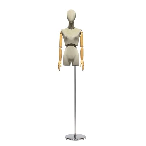 Schneiderpuppe Schaufensterpuppe, Schneiderpuppe, Torso-Puppe, mit verstellbarem Kopf und Metallständer, für die Präsentation von Kleidung in Boutiquen(Silver Green) von HPFHSJ