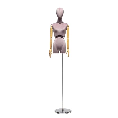 Schneiderpuppe Schaufensterpuppe, Schneiderpuppe, Torso-Puppe, mit verstellbarem Kopf und Metallständer, für die Präsentation von Kleidung in Boutiquen(Silver pink) von HPFHSJ