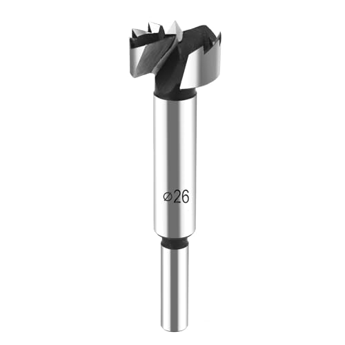 HPHOPE Professional Forstnerbohrer 26mm für Holz, Forstner Bits Ø 26mm, Länge 90mm, Bohraufsätze mit Rundschaft von HPHOPE