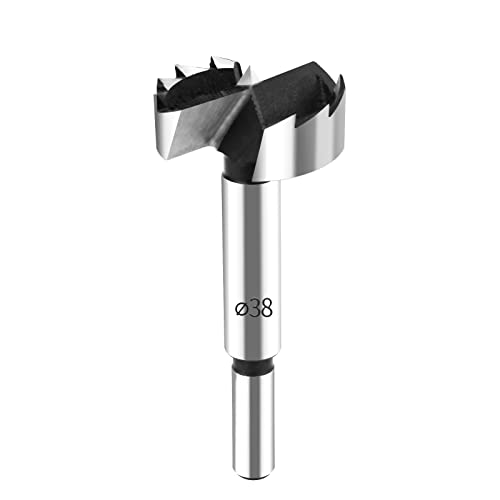 HPHOPE Professional Forstnerbohrer 38mm für Holz, Forstner Bits Ø 38mm, Länge 90mm, Bohraufsätze mit Rundschaft von HPHOPE