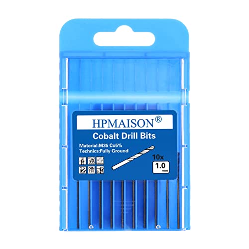 HPMAISON 10 Stück 1mm M35 HSS Cobalt Bohrer Kobalt Jobber Bohrer Set Spiralbohrer zum Bohren auf Dünner Edelstahl, Weichmetall, Aluminium, Holz, Kunststoff HPMAISON 10 Stück 1mm M35 HSS Cobalt Bohrer Kobalt Jobber Bohrer Set Spiralbohrer zum Bohren auf Dünner Edelstahl, Weichmetall, Aluminium, Holz, Kunststoff von HPMAISON