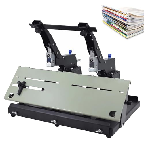 Manueller Doppelkopfhefter, 2-in-1-Hochleistungs-Flachhefter mit Druckgriff, Tisch-Buchbindegerät, Bindetiefe von 0 bis 10 mm einstellbar, für Broschüren und Prospekte von HPMCVE