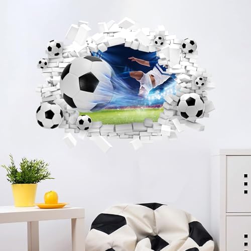 HPNIUB 3D Fussball Wandtattoo,Durchbruch Wandaufkleber für Kinderzimmer Jungen, 75.6×58CM,Bunte Fußball Wandbild,Wandtattoo Junge Teenager,Videospiel Wandstikcer für Schlafzimmer Deko Geschenk HPNIUB 3D Fussball Wandtattoo,Durchbruch Wandaufkleber für Kinderzimmer Jungen, 75.6×58CM,Bunte Fußball Wandbild,Wandtattoo Junge Teenager,Videospiel Wandstikcer für Schlafzimmer Deko Geschenk von HPNIUB