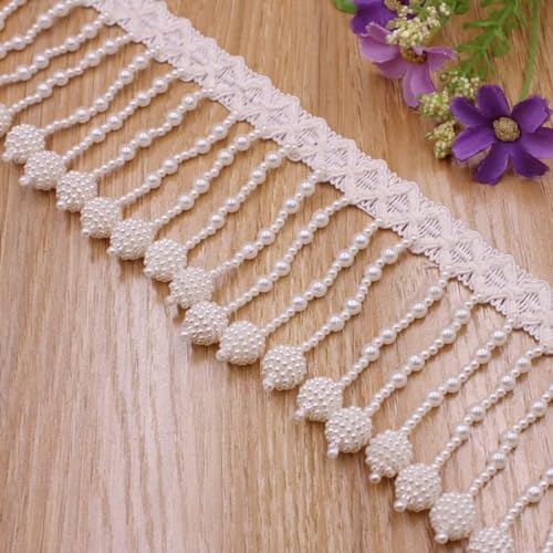 Exquisite Quastendekoration, 1 Yard Perlen-Perlen, Fransenverzierung, Spitzenband, Perlenrand, Quasten, Fransenverzierungen mit Perlen für Nähen, Basteln, Ropdekoration Exquisite Quastendekoration, 1 Yard Perlen-Perlen, Fransenverzierung, Spitzenband, Perlenrand, Quasten, Fransenverzierungen mit Perlen für Nähen, Basteln, Ropdekoration von HPOTQBFK