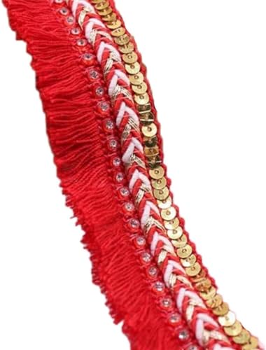 Exquisite Quastendekoration, 5 Yards geflochtene Baumwollpailletten mit Fransen und Quasten, Spitzenband, Jacquardband, Nähverzierung für DIY-Kleidung, Vorhänge, Zubehör Exquisite Quastendekoration, 5 Yards geflochtene Baumwollpailletten mit Fransen und Quasten, Spitzenband, Jacquardband, Nähverzierung für DIY-Kleidung, Vorhänge, Zubehör von HPOTQBFK