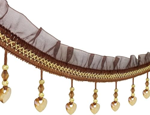 Exquisite Quastendekoration, Perlenfransenrand, Quastenrand, Vorhangkante, Nähkante, Fransenkante für Lampenschirme, Polster, Vorhänge, 3,5 m (Kaffee) (c) von HPOTQBFK