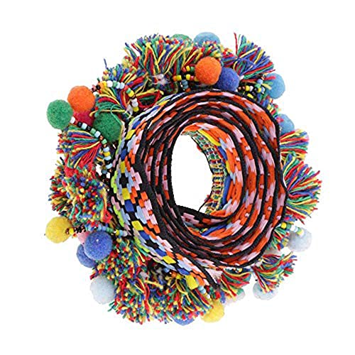 HPOTQBFK Spitzenband mit Fransen und Quasten, 55 mm breit, Spitzenstoff mit Quasten für Nähen, Basteln, Kleidung, Bettwäsche, Vorhänge, Tischdecke (#a) von HPOTQBFK