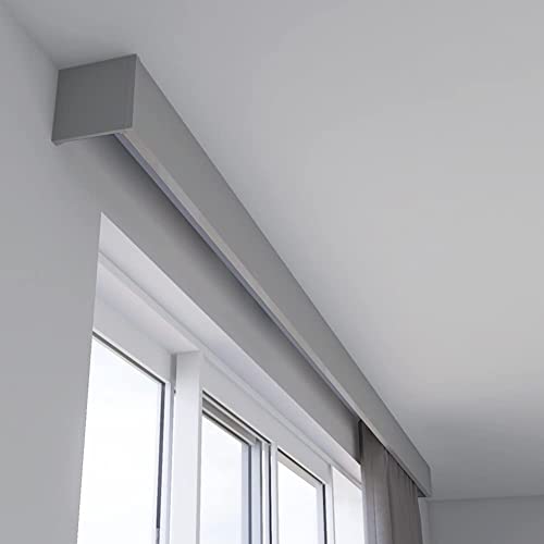 Deckenmontierte Doppelschienen-Gardinenstange Mit Querbehang Für Wohnzimmer Und Schlafzimmer, Anpassbare Größe, Weiß, 250 Cm,Grey-Length 350cm Deckenmontierte Doppelschienen-Gardinenstange Mit Querbehang Für Wohnzimmer Und Schlafzimmer, Anpassbare Größe, Weiß, 250 Cm,Grey-Length 350cm von HPTHLY