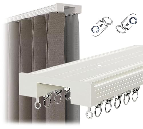 HPTHLY Deckenmontierte Doppelvorhangschienenhalterung, 1 M ~ 5 M, Doppelvorhangschiene Aus Aluminiumlegierung Für Wohnzimmer, Schlafzimmer, Raumteiler, Einfache Insta,White-3.2m von HPTHLY