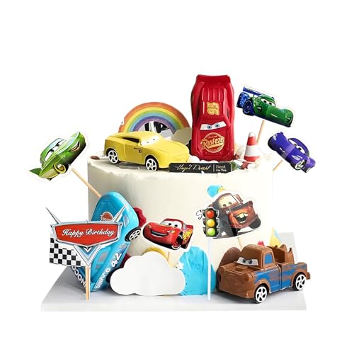 HPiano 44 Stück Cars Tortendeko,Auto Cake Topper Kinder,Cars Torte Topper,Tortendeko Kinder,Cars Muffin Deko,Küchendeko Kindergeburtstag,Deko Torte,Kuchendeko Geburtstagsdeko fur Junge von HPiano
