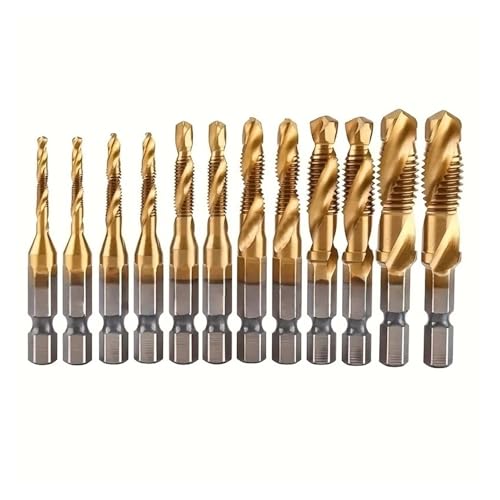 HQABCUTR 12-teiliges 6-mm-20-mm-Schnellarbeitsstahl-Schraubenbohrer-Set, Sechskant, M3-M10 Holz-Kunststoff-Metall-Bit von HQABCUTR