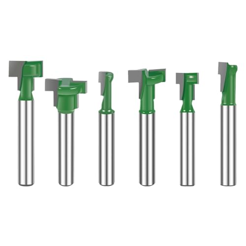 HQABCUTR 6Pcs 1/4 zoll T-Slot Cutter Router Bit Schaft Keyhole Bits Holzbearbeitung Fräsen Werkzeug for Cut Massivholz von HQABCUTR
