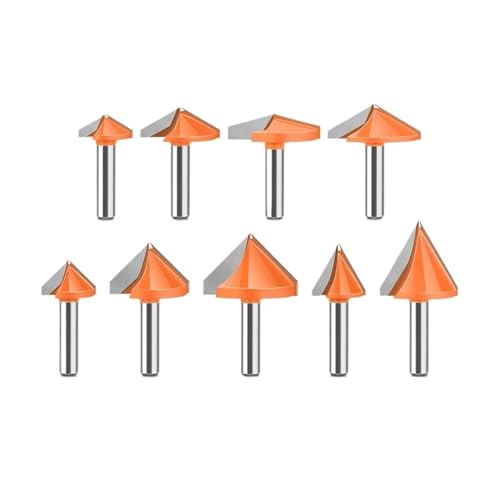 HQABCUTR V-Nut-Fräser-Set mit 8 mm Schaft, 60°–150° – Hartmetall-Gravur und Holzschnitzerei, 4-Winkel-Fräser von HQABCUTR