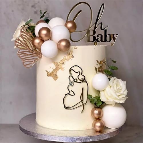 HQKJGSYX Tortenaufsatz, Acryl, Aufschrift "Oh Baby", "Happy Birthday", goldene Schwangerschaft, Kuchendekoration, Willkommens-Baby-Partyzubehör, Mutter-Party-Dekorationen, Zubehör, 2 Stück HQKJGSYX Tortenaufsatz, Acryl, Aufschrift "Oh Baby", "Happy Birthday", goldene Schwangerschaft, Kuchendekoration, Willkommens-Baby-Partyzubehör, Mutter-Party-Dekorationen, Zubehör, 2 Stück von HQKJGSYX