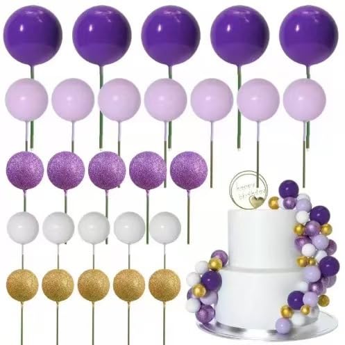 HQKJGSYX Tortenaufsatz "Happy Birthday", Cupcake-Dekoration, Glitzer, Violett, Gold, gepaart mit weißen Schaumstoffballons, Kuchendekoration für Mädchen, Jungen, Babyparty, Geburtstag, Hochzeit HQKJGSYX Tortenaufsatz "Happy Birthday", Cupcake-Dekoration, Glitzer, Violett, Gold, gepaart mit weißen Schaumstoffballons, Kuchendekoration für Mädchen, Jungen, Babyparty, Geburtstag, Hochzeit von HQKJGSYX