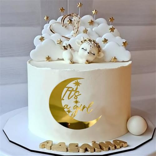 HQKJGSYX Tortenaufsatz aus Acryl, Aufschrift "It's a Girl", "Happy Birthday", goldener Stern, Mond, Babyparty, Kuchendekoration für Mädchen, Geburtstag, Jahrestag, Party, Kuchendekorationen HQKJGSYX Tortenaufsatz aus Acryl, Aufschrift "It's a Girl", "Happy Birthday", goldener Stern, Mond, Babyparty, Kuchendekoration für Mädchen, Geburtstag, Jahrestag, Party, Kuchendekorationen von HQKJGSYX