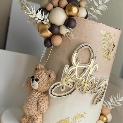 HQKJGSYX Tortenaufsatz aus Holz, Aufschrift "Oh Baby", "Happy Birthday", goldene Babyparty-Kuchenaufsätze, Dekorzubehör für Jungen und Mädchen, für Geburtstags- und Jubiläums-Party-Dekorationen HQKJGSYX Tortenaufsatz aus Holz, Aufschrift "Oh Baby", "Happy Birthday", goldene Babyparty-Kuchenaufsätze, Dekorzubehör für Jungen und Mädchen, für Geburtstags- und Jubiläums-Party-Dekorationen von HQKJGSYX