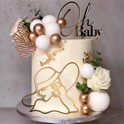 HQKJGSYX Tortenaufsatz mit Acryl-Hut für Damen, Queen-Kuchenaufsatz, goldene, minimalistische Kunst, Damengesicht, Dekorationen für Frauen und Mädchen, Geburtstag, Jahrestag, Brautparty HQKJGSYX Tortenaufsatz mit Acryl-Hut für Damen, Queen-Kuchenaufsatz, goldene, minimalistische Kunst, Damengesicht, Dekorationen für Frauen und Mädchen, Geburtstag, Jahrestag, Brautparty von HQKJGSYX