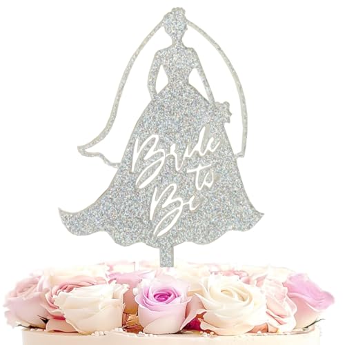HQKJGSYX Tortenaufsatz mit Aufschrift "Bride To Be", glitzernd, silberfarben, Verlobungsfeier, Gastgeschenke, Tortenaufsatz, Brautparty, Party, Dekorationen, Geburtstag, Verlobung, Hochzeit HQKJGSYX Tortenaufsatz mit Aufschrift "Bride To Be", glitzernd, silberfarben, Verlobungsfeier, Gastgeschenke, Tortenaufsatz, Brautparty, Party, Dekorationen, Geburtstag, Verlobung, Hochzeit von HQKJGSYX