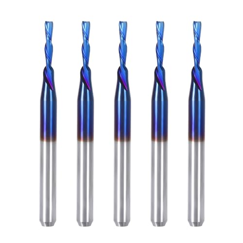 HQMaster Downcut Bit 1/8 Zoll Schaft Down Cut Spiral CNC Router Bits Schaftfräser Wolframkarbid Fräser Set 5 Stück (1/16 Zoll Schnittdurchmesser) von HQMaster