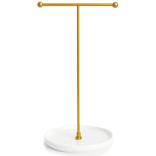 HQSHNY Schmuckständer Gold - 15 cm Keramikbasis x 30 cm Höhe Schmuckbaum, Schmuckhalter für Halsketten, Armbänder, Ringe, Ohrringe und Anhänger, Polarlichtweiß HQSHNY Schmuckständer Gold - 15 cm Keramikbasis x 30 cm Höhe Schmuckbaum, Schmuckhalter für Halsketten, Armbänder, Ringe, Ohrringe und Anhänger, Polarlichtweiß von HQSHNY
