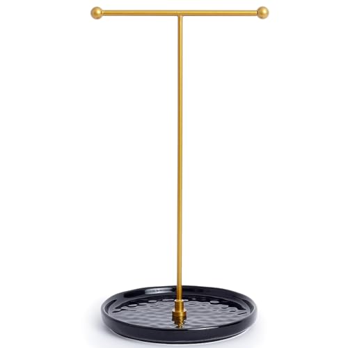 HQSHNY Schmuckständer Gold - 15 cm Keramikbasis x 30 cm Höhe Schmuckbaum, Schmuckhalter für Halsketten, Armbänder, Ringe, Ohrringe und Anhänger, Mitternachtsschwarz HQSHNY Schmuckständer Gold - 15 cm Keramikbasis x 30 cm Höhe Schmuckbaum, Schmuckhalter für Halsketten, Armbänder, Ringe, Ohrringe und Anhänger, Mitternachtsschwarz von HQSHNY
