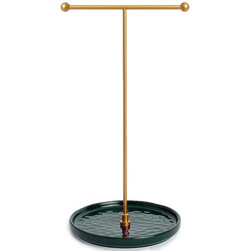 HQSHNY Schmuckständer Gold - 15 cm Keramikbasis x 30 cm Höhe Schmuckbaum, Schmuckhalter für Halsketten, Armbänder, Ringe, Ohrringe und Anhänger, Smaragdwald HQSHNY Schmuckständer Gold - 15 cm Keramikbasis x 30 cm Höhe Schmuckbaum, Schmuckhalter für Halsketten, Armbänder, Ringe, Ohrringe und Anhänger, Smaragdwald von HQSHNY
