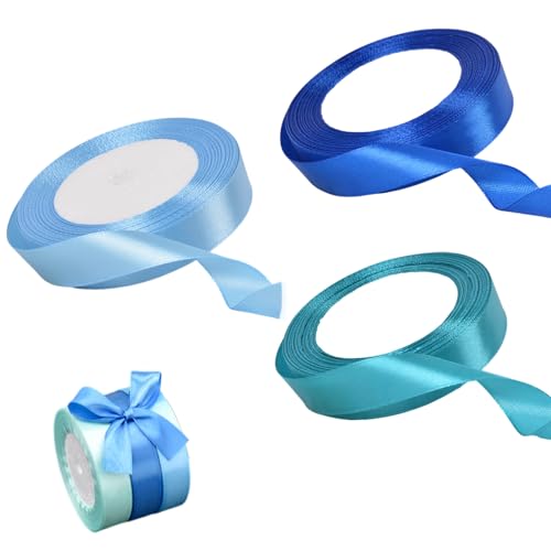 3 Stück Geschenkband blau,20mm Geschenkband blau breit,Band blau,Geschenk Band blau,Geschenk Band blau Geschenk Band,verwendet für DIY Kuchen Backen Geschenk Verpackung Band(blau) von HQYBZP