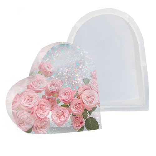 HREDZEO Large Silikonformen Epoxidharz Herz,Buchstützen Silikonformen Epoxidharz Epoxidharz Herzform Silikonform Resin Silikonform Herz für Geburtstag Hochzeit Party Weihnachten Kunst Basteln von HREDZEO