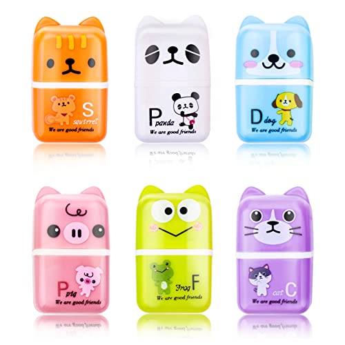 Niedlicher Cartoon Radiergummi,6 Pcs Cartoon Tier Radiergummis Gummi Kinder Radiergummis mit Rasierrollen Etui für Kinderpartys Schule Bürobedarf Schreibwaren von HREDZEO