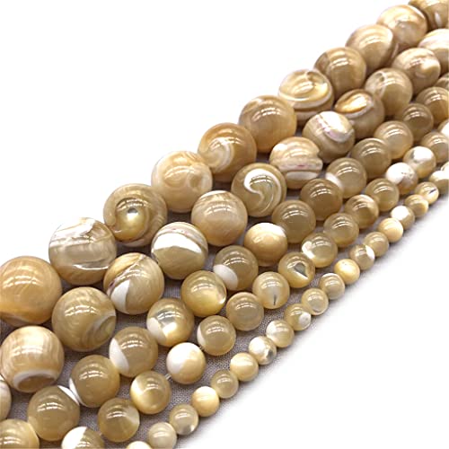 Natürliche Kaffeemuschelperlen Perlmutt Perlen Süßwasserperlen für Schmuckherstellung DIY Armband Halskette Kaffee 8 mm ca. 46 Perlen von HRESA