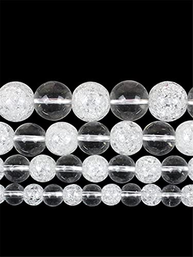 Natürliche Steinperlen, weiß, rissig, klar, Quarz-Kristallperlen, rund, lose Perlen für Schmuckherstellung, DIY, 6–12 mm, klares Weiß, ca. 12 mm, 30 Perlen von HRESA