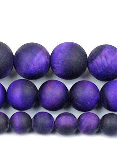 Naturstein-Perlen, matt, violett, Tigerauge, rund, lose Perlen, 4, 6, 8, 10, 12 mm, passend für DIY-Modeschmuck, 6 mm, ca. 63 Perlen von HRESA