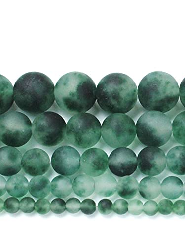 Naturstein-Perlen, matt-grün, Chalcedon, Perlen für Schmuckherstellung, DIY, Armbänder, Halsketten, Zubehör, 38,1 cm, Perlenstrang 4/6/8/10/12 mm, grün, 8 mm, ca. 46 Perlen von HRESA