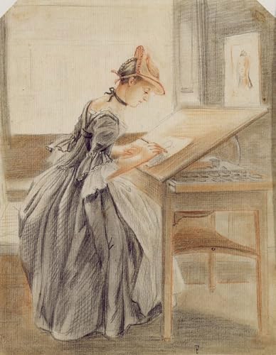 HRJUBWREE Vintage Leinwandmalerei Ölgemälde Wandbilder Kunstdrucke Leinwand eine Dame die an einem Zeichentisch von Paul Sandby kopiert Wandkunst Bild Druck für Wanddekoration 60x90cm von HRJUBWREE