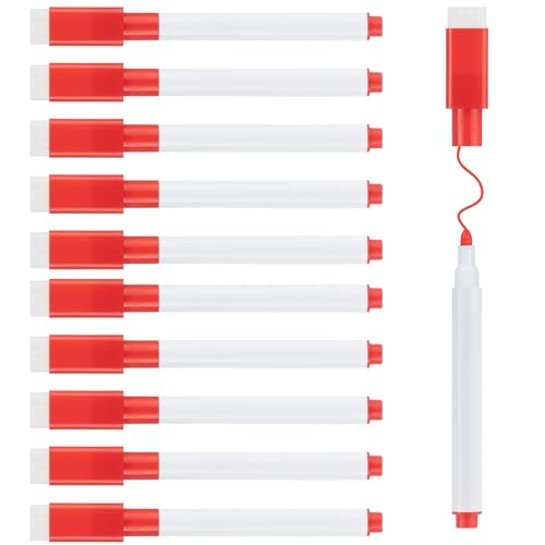 HRLORK 10 Stück Whiteboard Marker, Magnetisch Dry Erase Marker, Rote Whiteboard Stifte,Abwischbar Stift, Whiteboard Marker Mit Schwamm Folienstift Abwischbar Wasserlöslicher Stift HRLORK 10 Stück Whiteboard Marker, Magnetisch Dry Erase Marker, Rote Whiteboard Stifte,Abwischbar Stift, Whiteboard Marker Mit Schwamm Folienstift Abwischbar Wasserlöslicher Stift von HRLORK