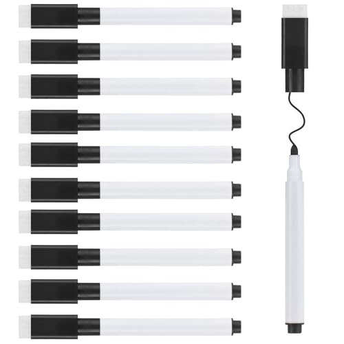 HRLORK 10 Stück Whiteboard Marker, Magnetisch Dry Erase Marker, Schwarze Whiteboard Stifte,Abwischbar Stift, Whiteboard Marker Mit Schwamm Folienstift Abwischbar Wasserlöslicher Stift HRLORK 10 Stück Whiteboard Marker, Magnetisch Dry Erase Marker, Schwarze Whiteboard Stifte,Abwischbar Stift, Whiteboard Marker Mit Schwamm Folienstift Abwischbar Wasserlöslicher Stift von HRLORK