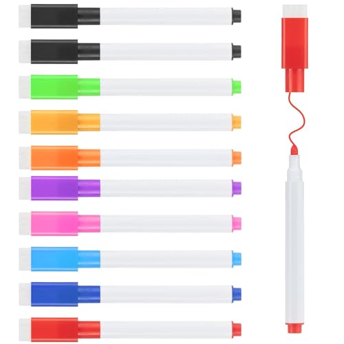 HRLORK 10 Stück Whiteboard Marker, Magnetisch Dry Erase Marker 9 Farben Whiteboard Stifte,Abwischbar Stift, Whiteboard Marker Mit Schwamm Folienstift Abwischbar Wasserlöslicher Stift HRLORK 10 Stück Whiteboard Marker, Magnetisch Dry Erase Marker 9 Farben Whiteboard Stifte,Abwischbar Stift, Whiteboard Marker Mit Schwamm Folienstift Abwischbar Wasserlöslicher Stift von HRLORK
