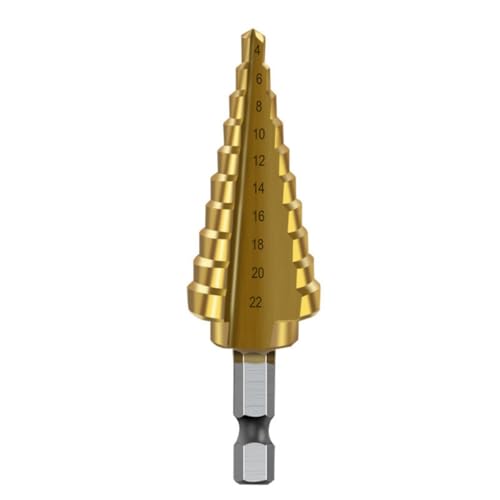 HRLORK Stufenbohrer 4mm bis 22mm Kegelbohrer mit Titanbeschichtung Stufenbohrer Spiral Stufenbohrer Holzbohrer 1 Packung HRLORK Stufenbohrer 4mm bis 22mm Kegelbohrer mit Titanbeschichtung Stufenbohrer Spiral Stufenbohrer Holzbohrer 1 Packung von HRLORK