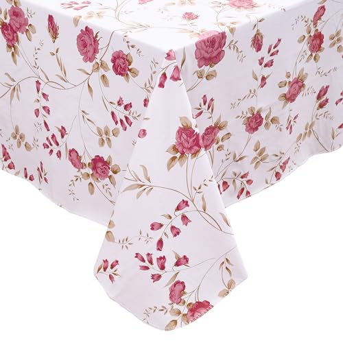 HRNJJYP Strapazierfähige Vinyl-Tischdecke mit Flanell-Rückseite, wasserdicht, öldicht, schmutzabweisend, abwischbar, rechteckig oder quadratisch (Blume, 152,4 x 213,3 cm) von HRNJJYP