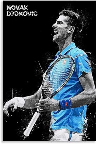 5D Diamant Painting Set FüR Erwachsene Und Kinder Novak Djokovic Poster Tennis Sport Poster 4 Leinwand DIY Diamond Painting Kristall Strass Diamant GemäLde 11.8"x15.7"(30x40cm) Kein Rahmen von HRTNS