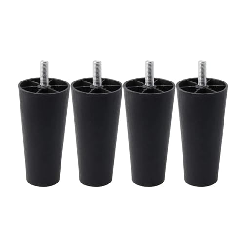 HRTUFN MIUYTRN 4 Stück runde, konische Schwarze Kunststoff-Möbelbeine, Fußhöhe 40, 65, 90, 100, 120 mm, mit M8 x 25-Gewindeschaft for Sofa, Couch und Stuhl cuicui(4 Pcs,Height 100mm) von HRTUFN
