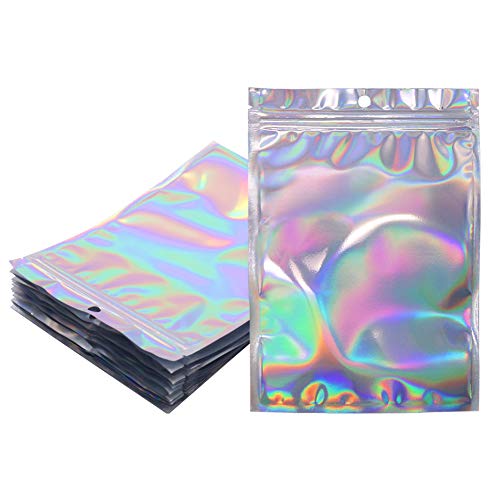 Mylar Bags,100 Stück 14 x 19,8cm Wiederverschließbare Folienbeutel Verpackungstüten Zip Beutel Baggies Baggys für Süßigkeiten, Keksen, Schmuck Tüten Small Business Packaging von HRX Package