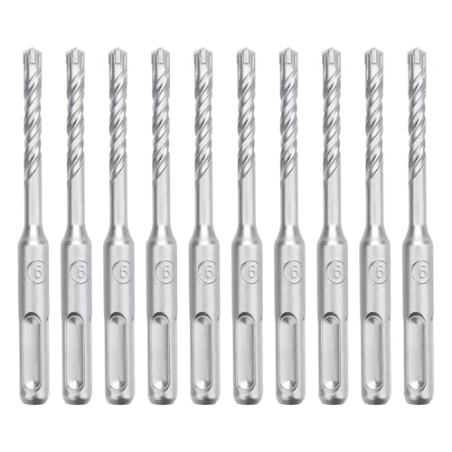 hsawbit Steinbohrer-Set mit SDS-Plus-Schaft, 6 mm x 110 mm, Hammerbohrer, Steinbohrer, Wolframkarbid-Spitze für Beton, Ziegel, Zementwände, Stein, 10 Stück von HSAWBIT