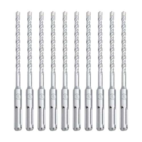 hsawbit Steinbohrer-Set mit SDS-Plus-Schaft, 6 mm x 160 mm, Hammerbohrer, Steinbohrer, Wolframkarbid-Spitze für Beton, Ziegel, Zementwände, Stein, 10 Stück hsawbit Steinbohrer-Set mit SDS-Plus-Schaft, 6 mm x 160 mm, Hammerbohrer, Steinbohrer, Wolframkarbid-Spitze für Beton, Ziegel, Zementwände, Stein, 10 Stück von HSAWBIT