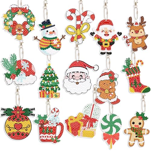15 Stück Diamond Painting Weihnachten Anhänger Kinder, 5D Diamant Painting Weihnachten, Weihnachtsmann Schlüsselanhänger Doppelseitige Diamant Malerei DIY Weihnachtsbaum Fenster Hängend Winter Deko 15 Stück Diamond Painting Weihnachten Anhänger Kinder, 5D Diamant Painting Weihnachten, Weihnachtsmann Schlüsselanhänger Doppelseitige Diamant Malerei DIY Weihnachtsbaum Fenster Hängend Winter Deko von HSDSH