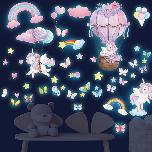 HSDSH Einhorn Wandtattoo Kinderzimmer Leuchtsterne, Leuchtender Wandaufkleber Mädchenzimmer Regenbogen Leuchtsticker, Leuchtaufkleber Wandsticker Selbstklebend Babyzimmer Deko Geschenke für Mädchen HSDSH Einhorn Wandtattoo Kinderzimmer Leuchtsterne, Leuchtender Wandaufkleber Mädchenzimmer Regenbogen Leuchtsticker, Leuchtaufkleber Wandsticker Selbstklebend Babyzimmer Deko Geschenke für Mädchen von HSDSH