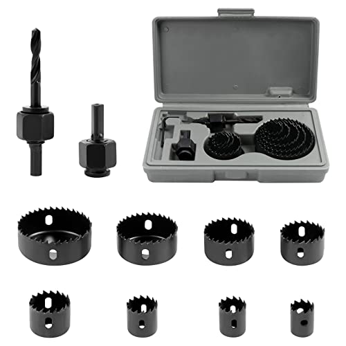 HSEAMALL 8-teiliges Lochsägen-Set, 19–64 mm Karbonstahl-Downlights Bohrer-Werkzeuge, Schneider für Gipskartonplatten, schwarz von HSEAMALL